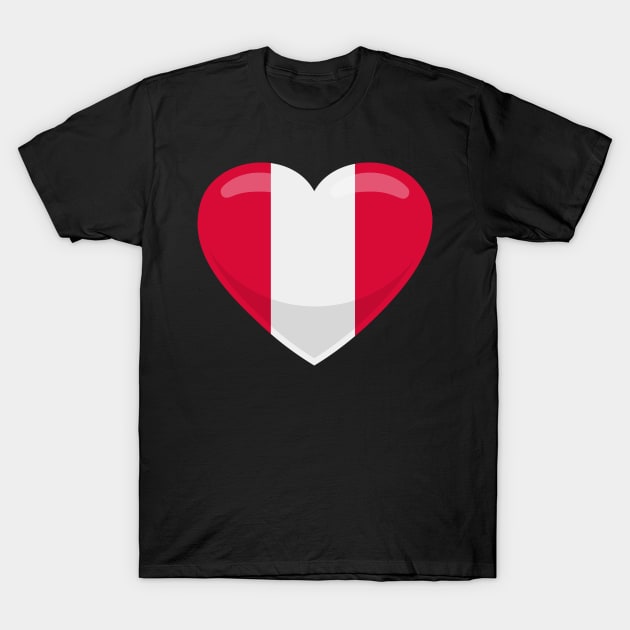 Peru Flag Heart T-Shirt by SunburstGeo